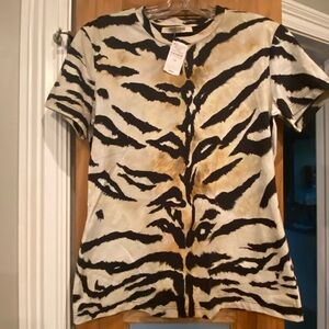 Roberto Cavalli Black and Tan Animal Print Top